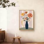 リビングに飾ったネイビーの花瓶モチーフの植物 インテリアアート 設置イメージ 4