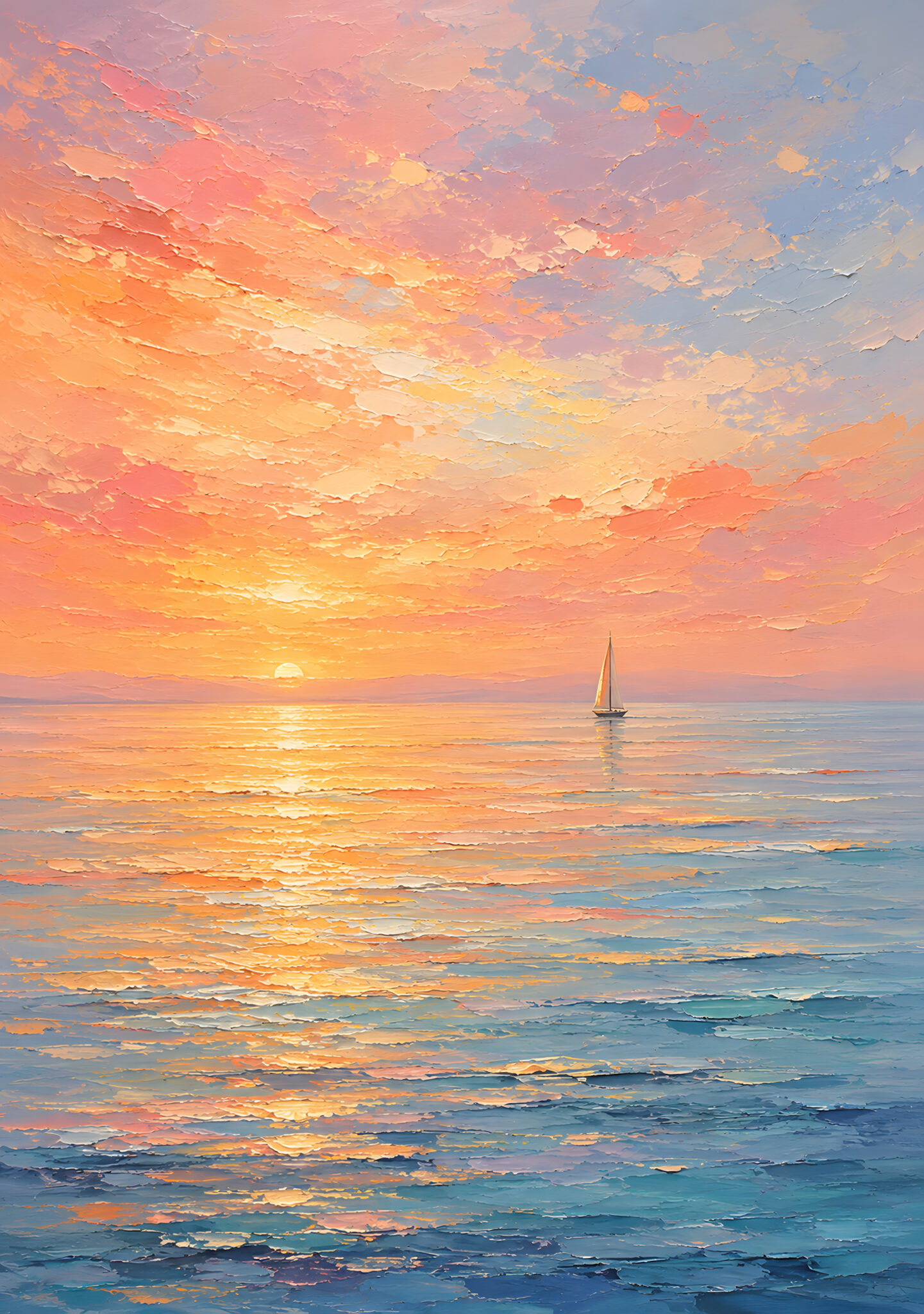◇美品・帆船と漁村の穏やかな風景・直径２５cm・  抽象 インテリアアート｜夕焼けの海と小さな帆船の風景