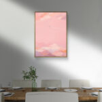 リビングに飾った桃空の旅のピンク 絵画のアートパネル 設置イメージ 8