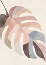 くすみピンクの葉のような形が重なる植物 インテリアアート