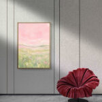 リビングに飾った春色の草原の風景アートパネル 設置イメージ 7