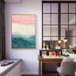 リビングに飾った淡い山並みの抽象 インテリアアート 設置イメージ 5