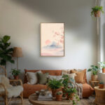 リビングに飾った桜と富士山のピンクの風景 アートパネル 設置イメージ 7