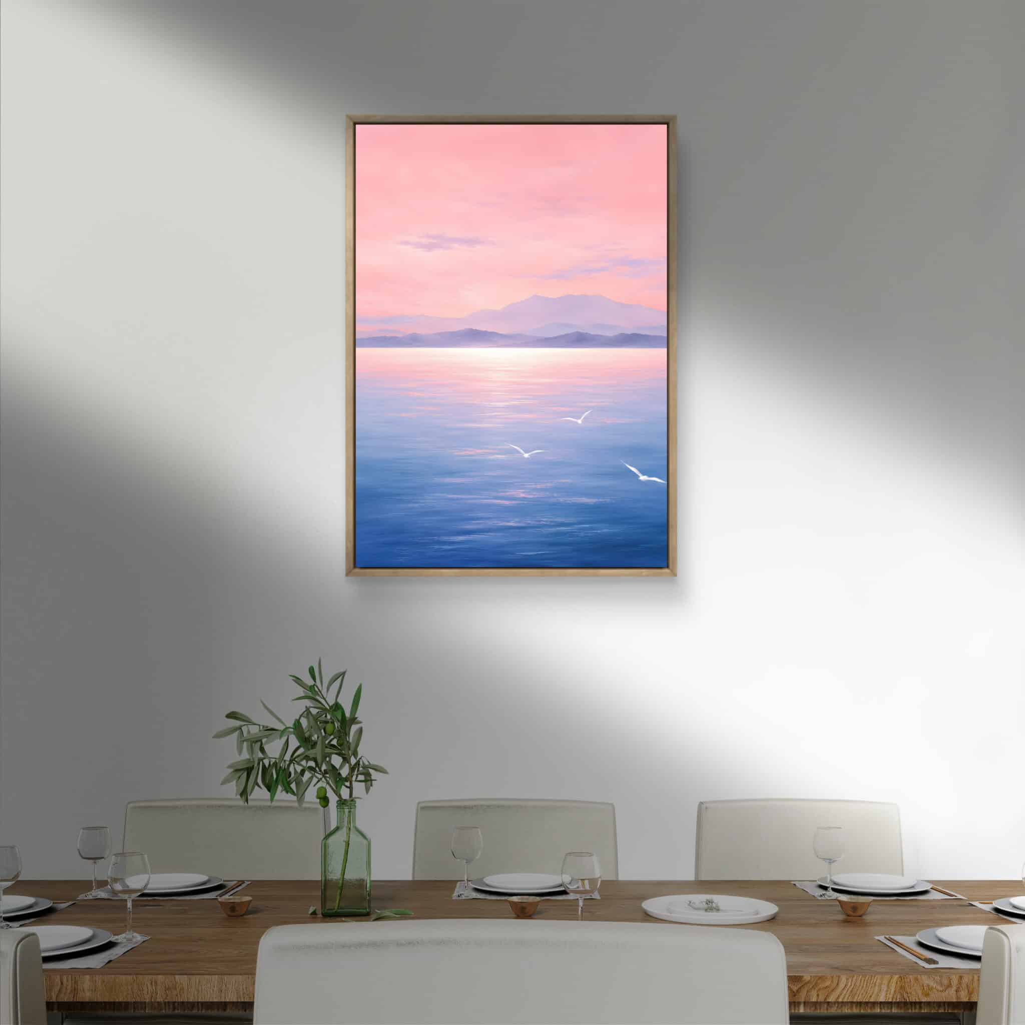 抽象 インテリアアート｜淡い海と空が広がる風景画