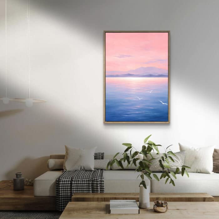 抽象 インテリアアート｜淡い海と空が広がる風景画