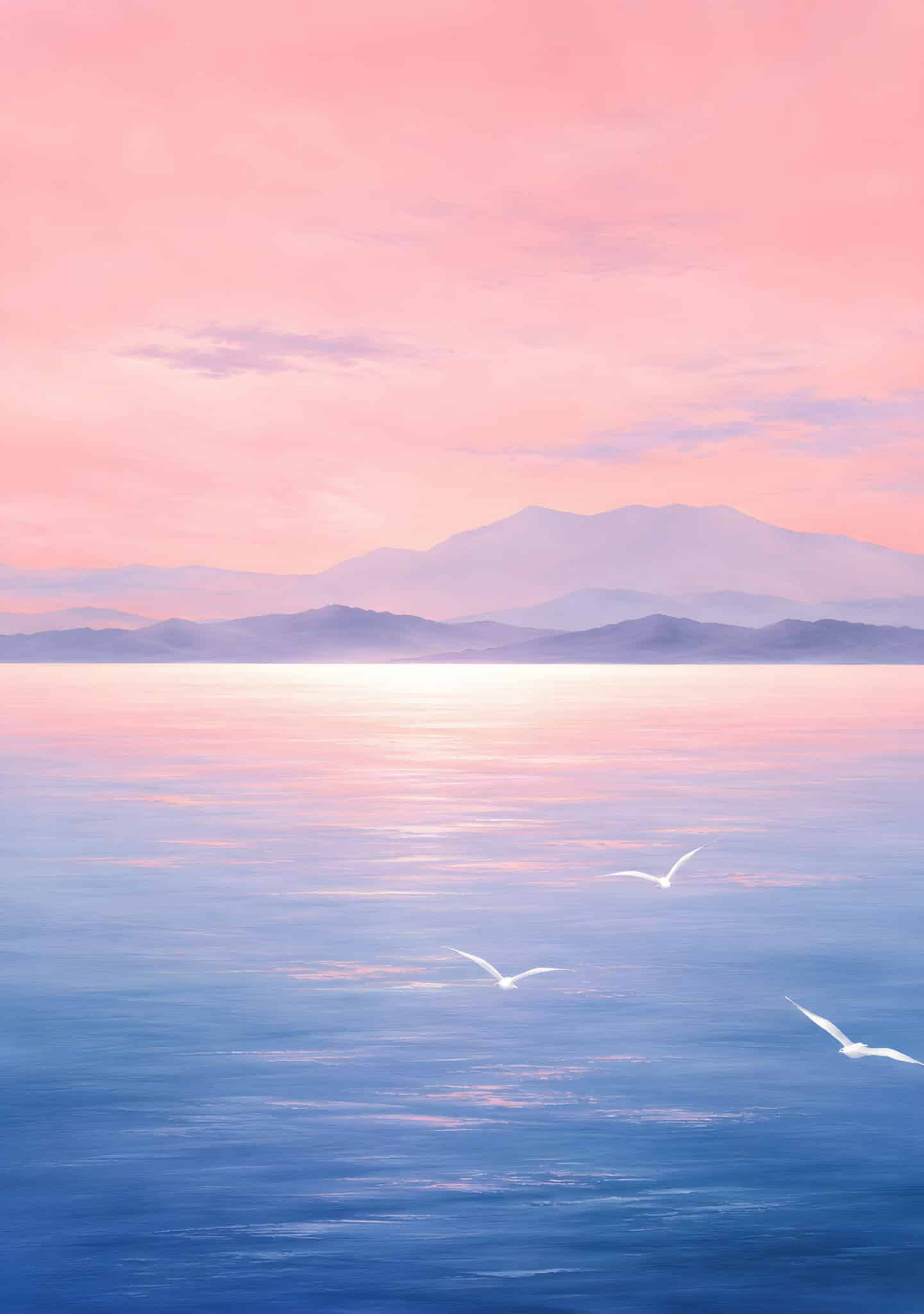 抽象 インテリアアート｜淡い海と空が広がる風景画