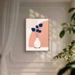 リビングに飾った白い花瓶モチーフの植物 インテリアアート 設置イメージ 3