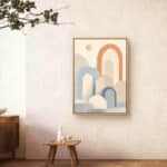 リビングに飾った生成りベースのアーチモチーフアートの設置イメージのアートパネル 設置イメージ 6