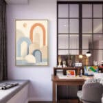 リビングに飾った生成りベースのアーチモチーフアートの設置イメージのアートパネル 設置イメージ 5