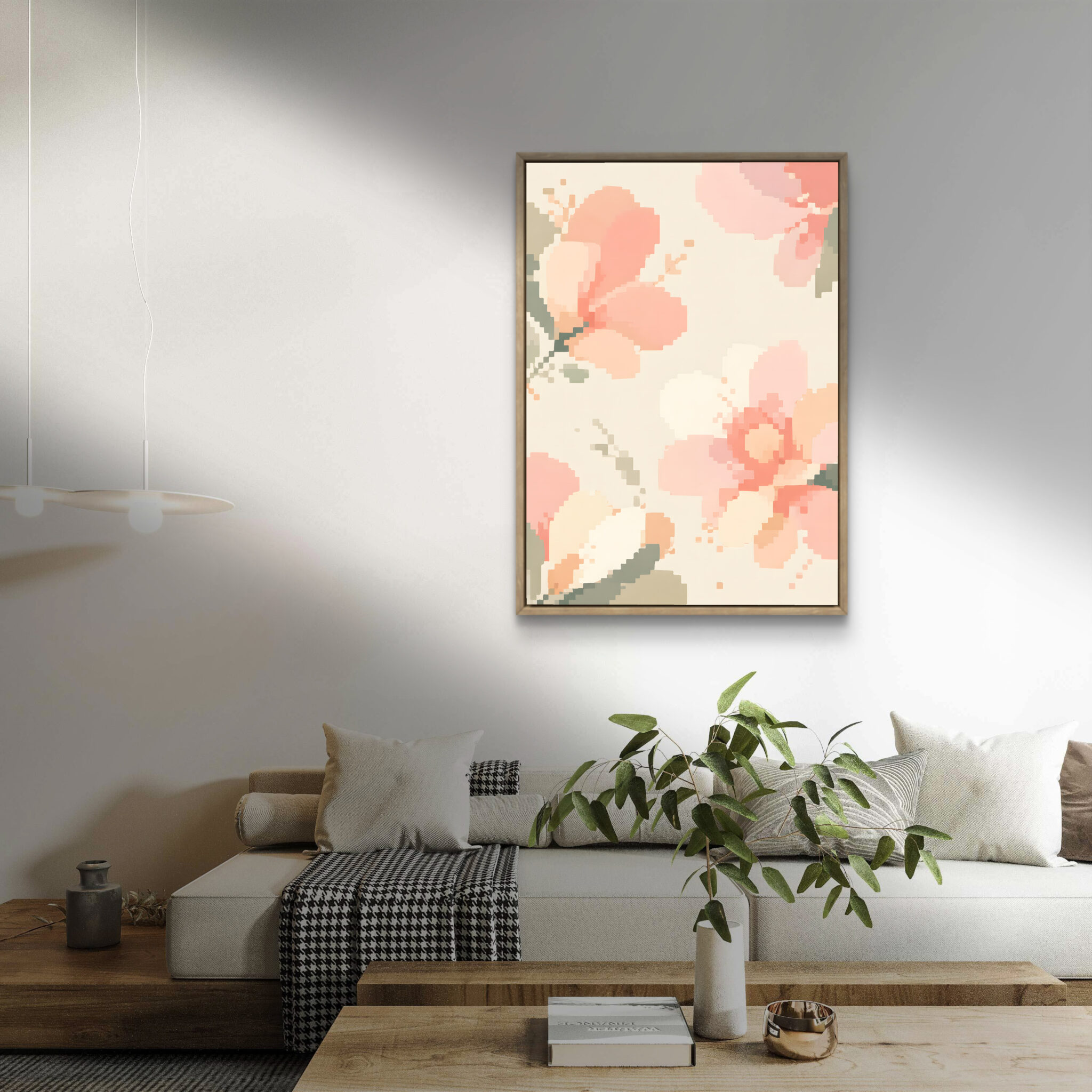 植物 インテリアアート｜淡い花片が散る春色の一枚