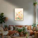 リビングに飾った春色の花モチーフの植物 インテリアアート 設置イメージ 8