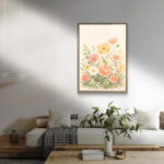 リビングに飾った春色の花モチーフの植物 インテリアアート 設置イメージ 9