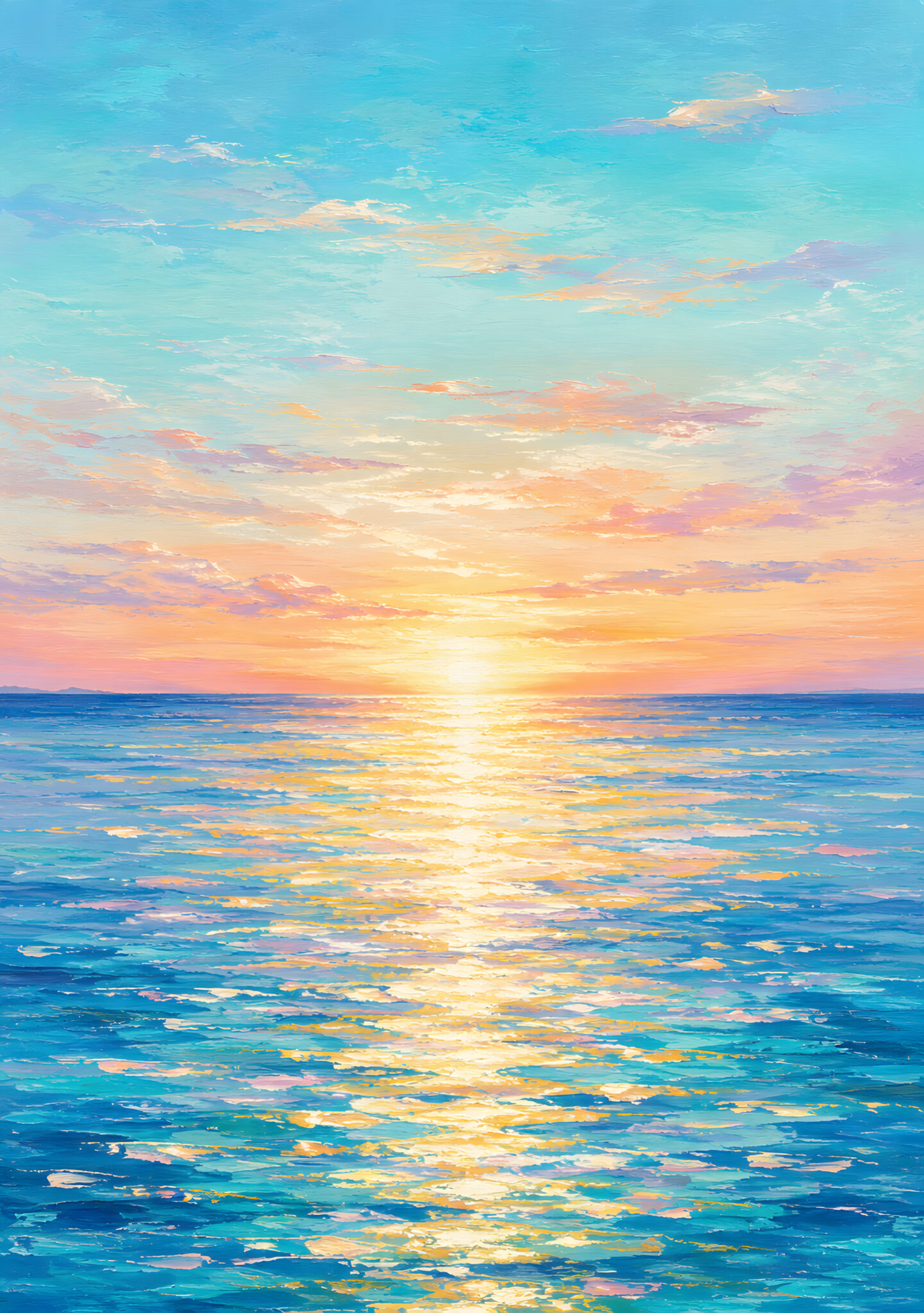 抽象 インテリアアート｜海と光がやわらぐ縦構図の風景