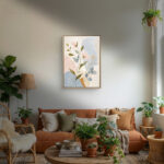 リビングに飾った淡い花枝の植物 インテリアアート 設置イメージ 4
