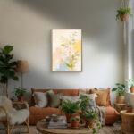 生成りのリビングに飾る植物 インテリアアート 設置イメージ 5