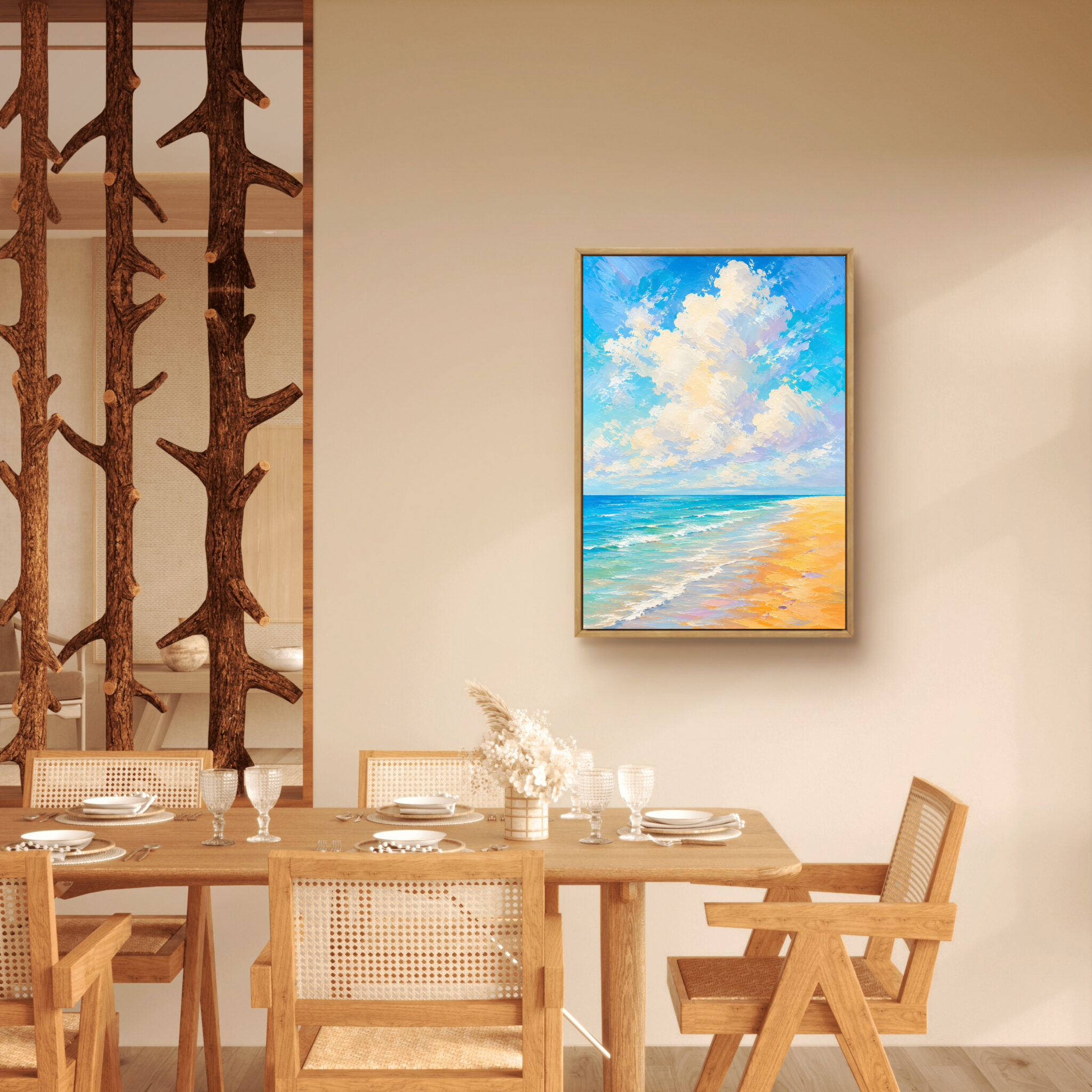 抽象 インテリアアート｜夏雲と海が広がる明るい風景