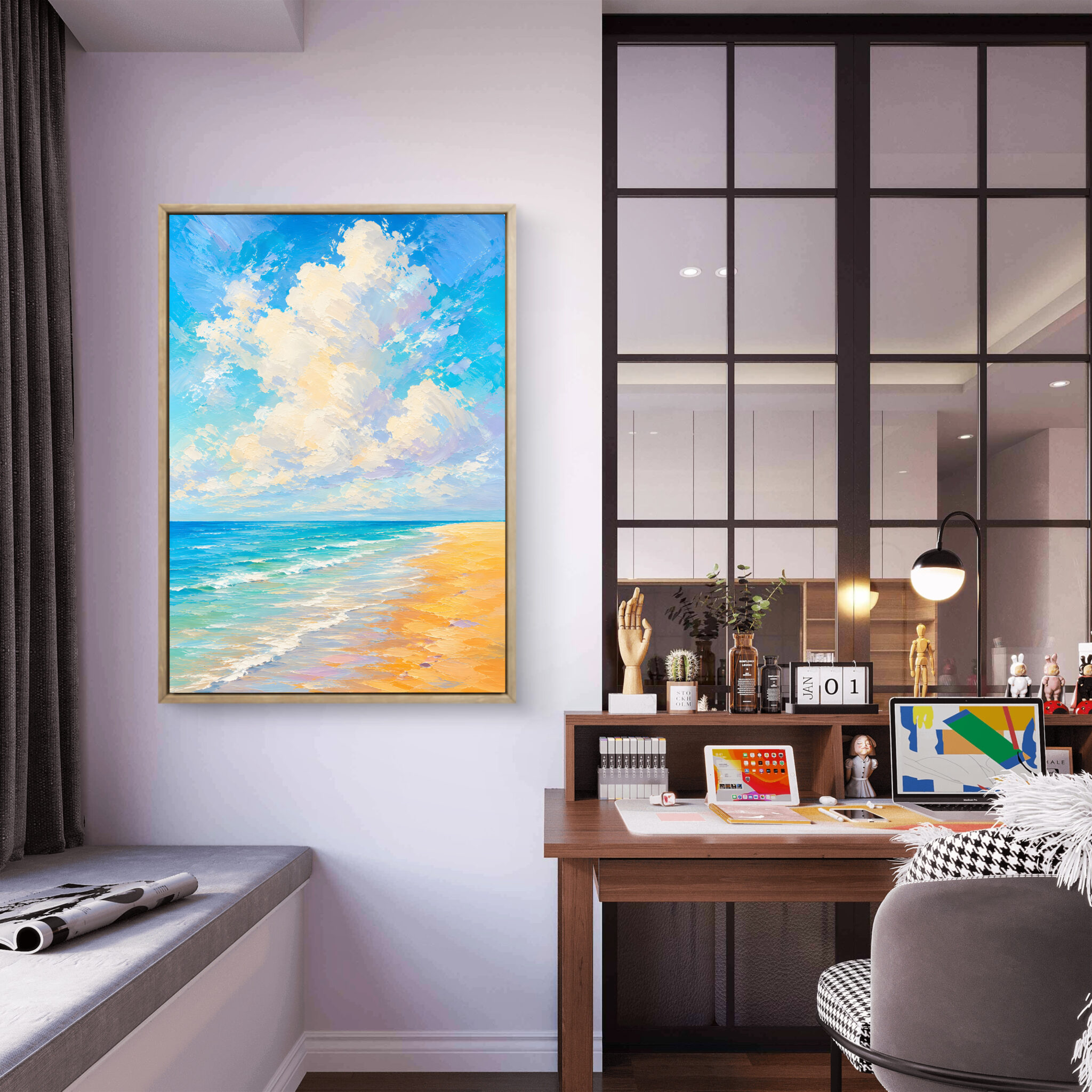 抽象 インテリアアート｜夏雲と海が広がる明るい風景