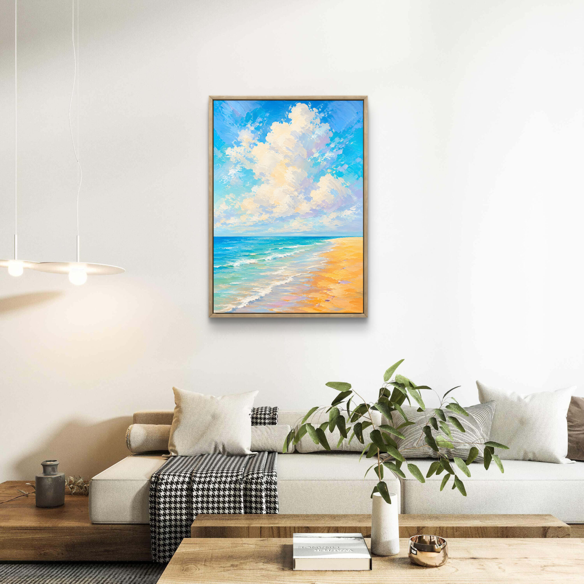 抽象 インテリアアート｜夏雲と海が広がる明るい風景