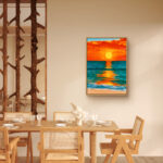 リビングに飾った夕日モチーフの海 絵画の海 絵画のアートパネル 設置イメージ 6