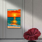 リビングに飾った夕日モチーフの海 絵画の海 絵画のアートパネル 設置イメージ 1