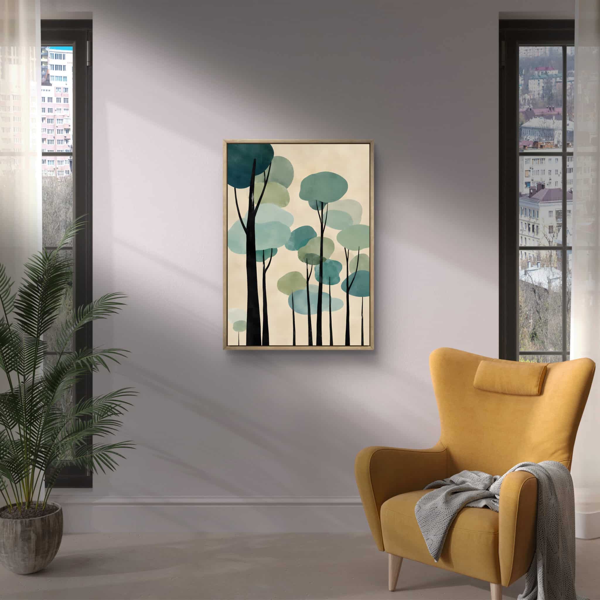 植物 インテリアアート｜青緑の木立を飾る北欧ボタニカル