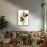 リビングに飾った透ける花びらモチーフの植物 インテリアアート 設置イメージ 1