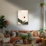 アイボリーのリビングに飾る白花モチーフの植物 インテリアアート 設置イメージ 8