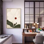 アイボリーのリビングに飾る白花モチーフの植物 インテリアアート 設置イメージ 9