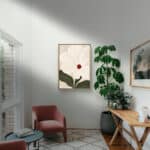 アイボリーのリビングに飾る白花モチーフの植物 インテリアアート 設置イメージ 1