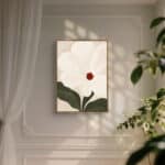 アイボリーのリビングに飾る白花モチーフの植物 インテリアアート 設置イメージ 4