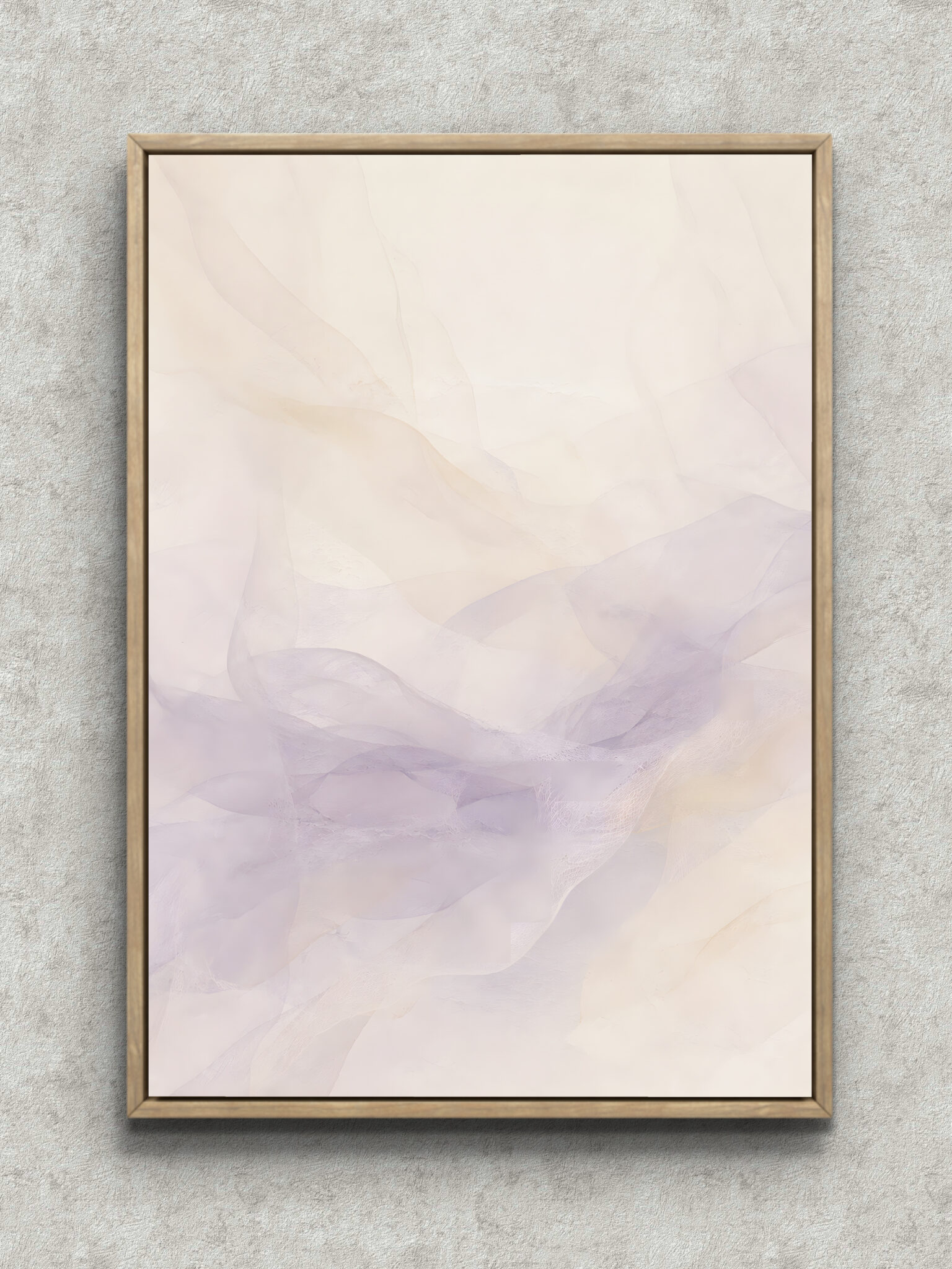 white-lavender-layered-abstract-interior-art-main-1-ma-10787.jpg 白と薄いラベンダーが重なる余白の美しい抽象 インテリアアート フレーム設置イメージ