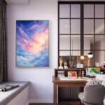 リビングに飾った青紫の空景アートの設置イメージのアートパネル 設置イメージ 6