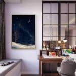 リビングに飾った月あかりの縦構図アートイメージのアートパネル 設置イメージ 10
