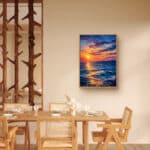 リビングに飾った夕映えの海の風景アートパネル 設置イメージ 4