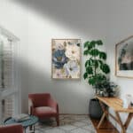 リビングに飾った藍色の花モチーフのフラワーアートパネル 設置イメージ 6