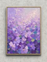 ラベンダー色の小花が広がる紫花霞のフラワーアートパネル フレーム設置イメージ