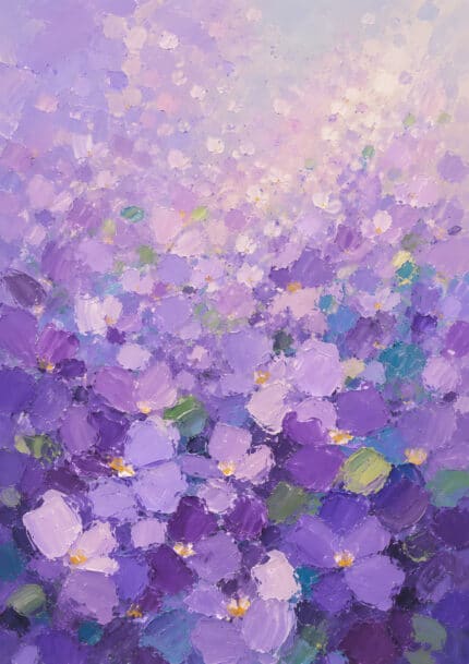 ラベンダー色の小花が広がる紫花霞のフラワーアートパネル