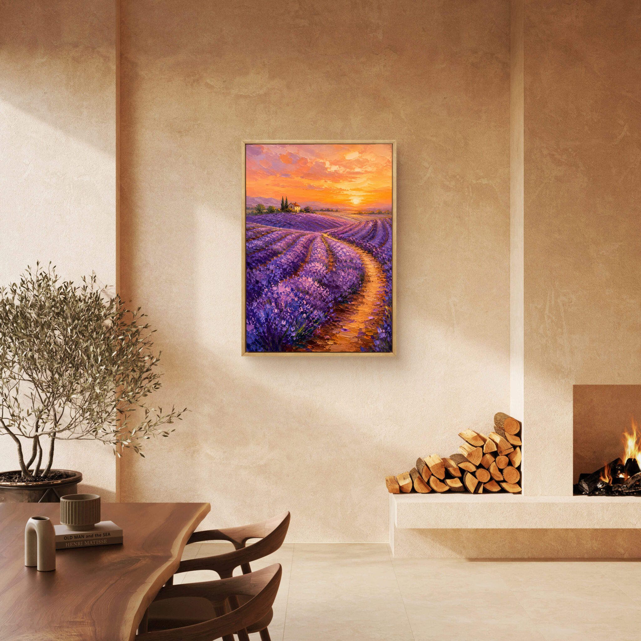 絵画 インテリア｜ラベンダー畑と夕焼けの風景アート