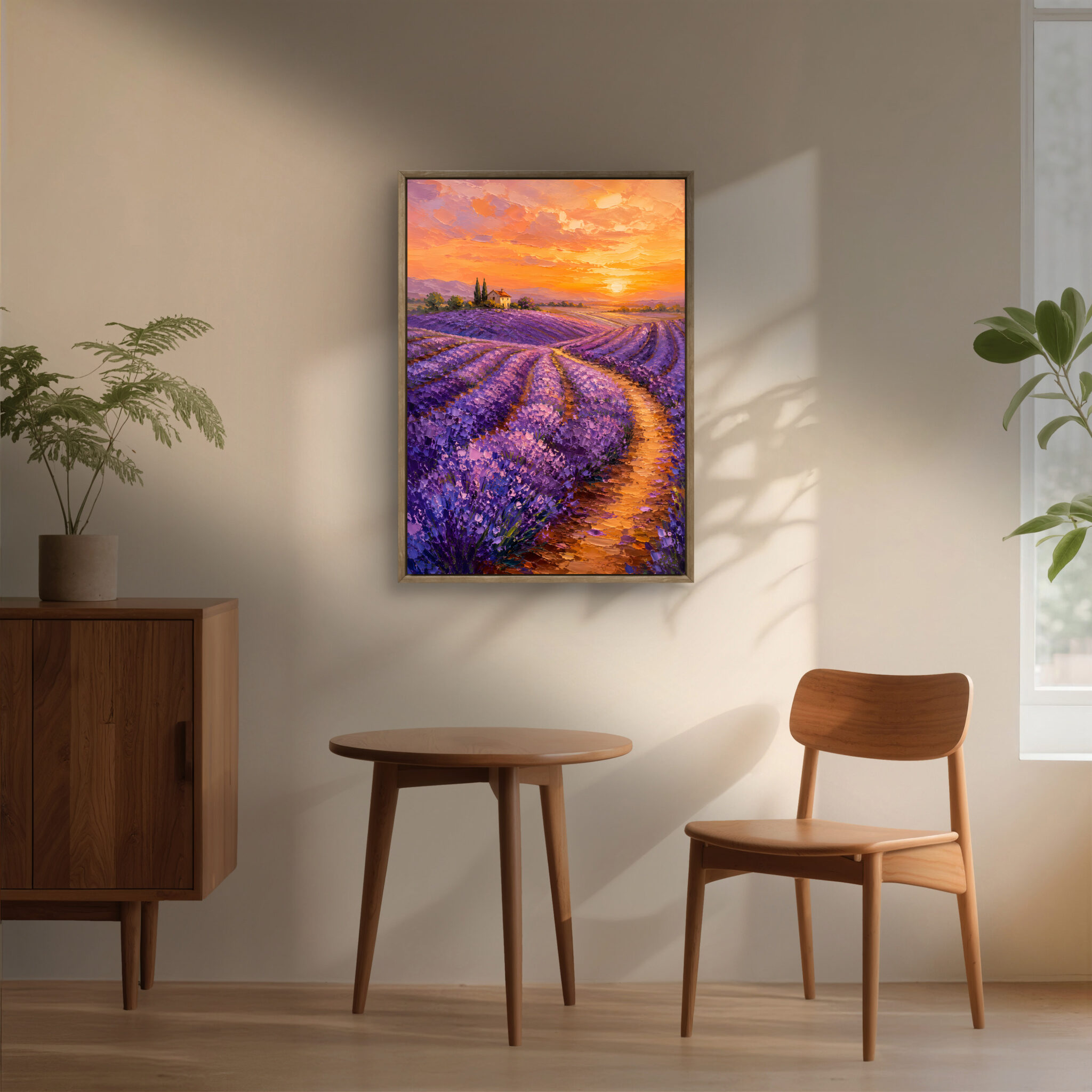 絵画 インテリア｜ラベンダー畑と夕焼けの風景アート