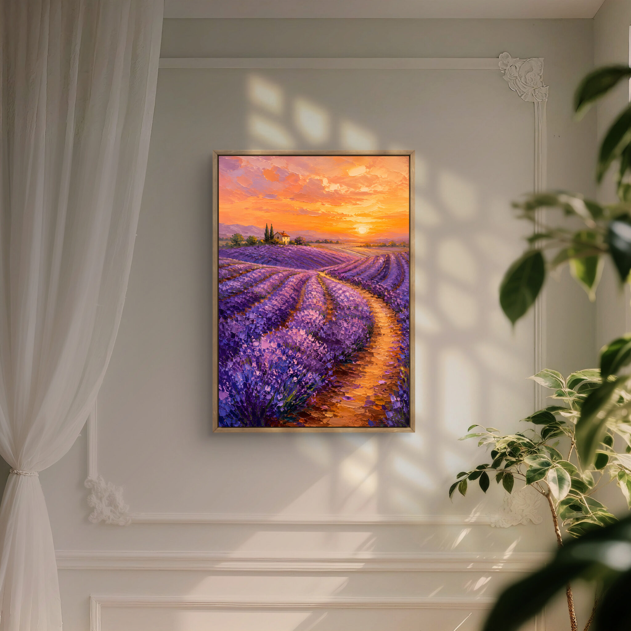 絵画 インテリア｜ラベンダー畑と夕焼けの風景アート