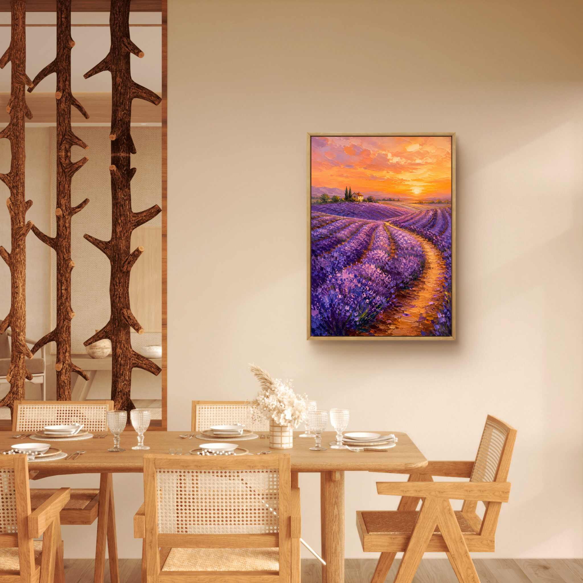 絵画 インテリア｜ラベンダー畑と夕焼けの風景アート
