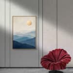 リビングに飾った月の峰の縦長アートパネルイメージ 設置イメージ 6