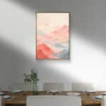 リビングに飾った霞の峰の淡い山並みの風景アートパネル 設置イメージ 1