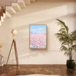リビングに飾った春霞の野の縦長フラワーアートパネル 設置イメージ 10