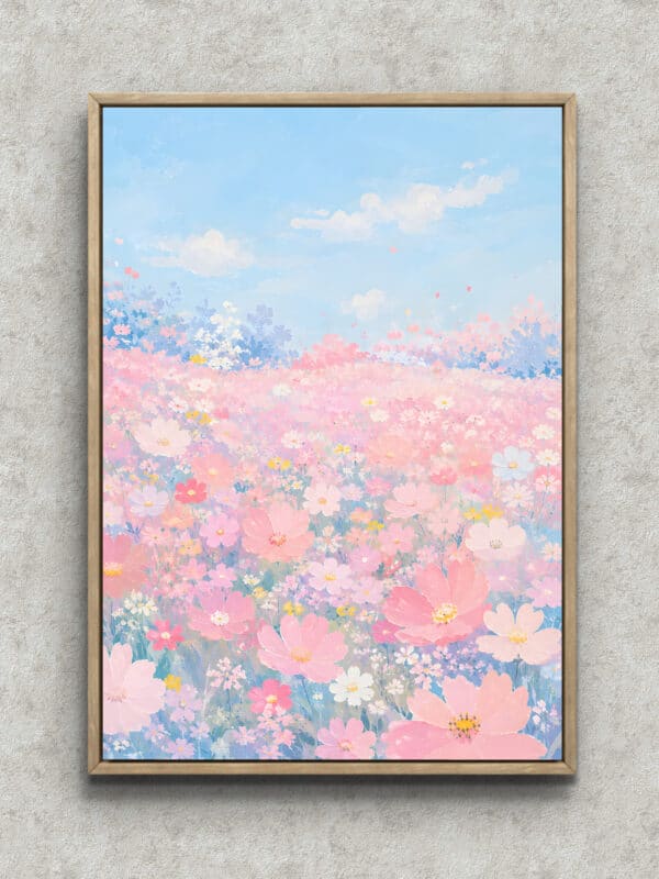 春霞の野｜淡い空色が壁になじむフラワーアート