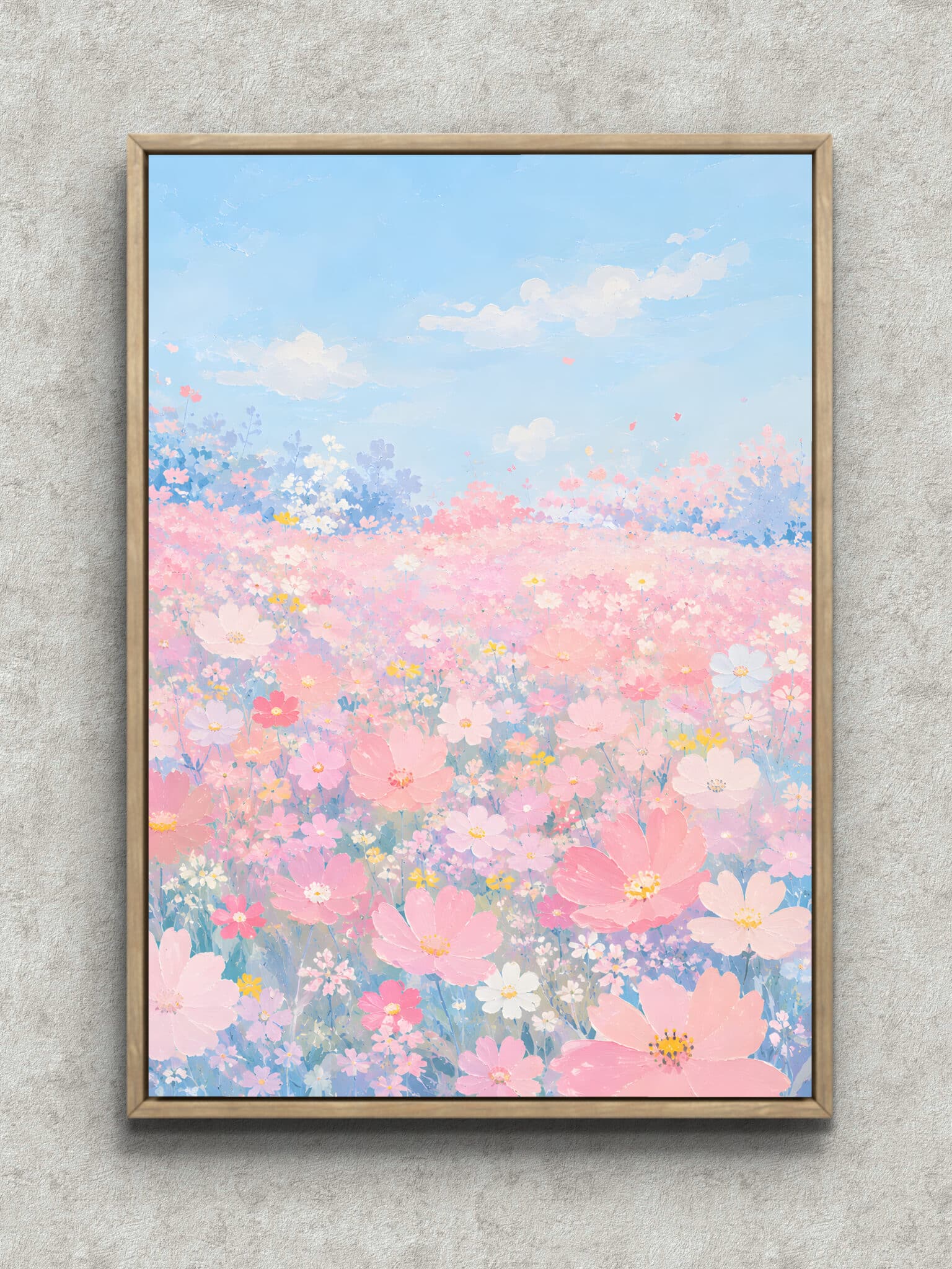 春霞の野｜淡い空色が壁になじむフラワーアート