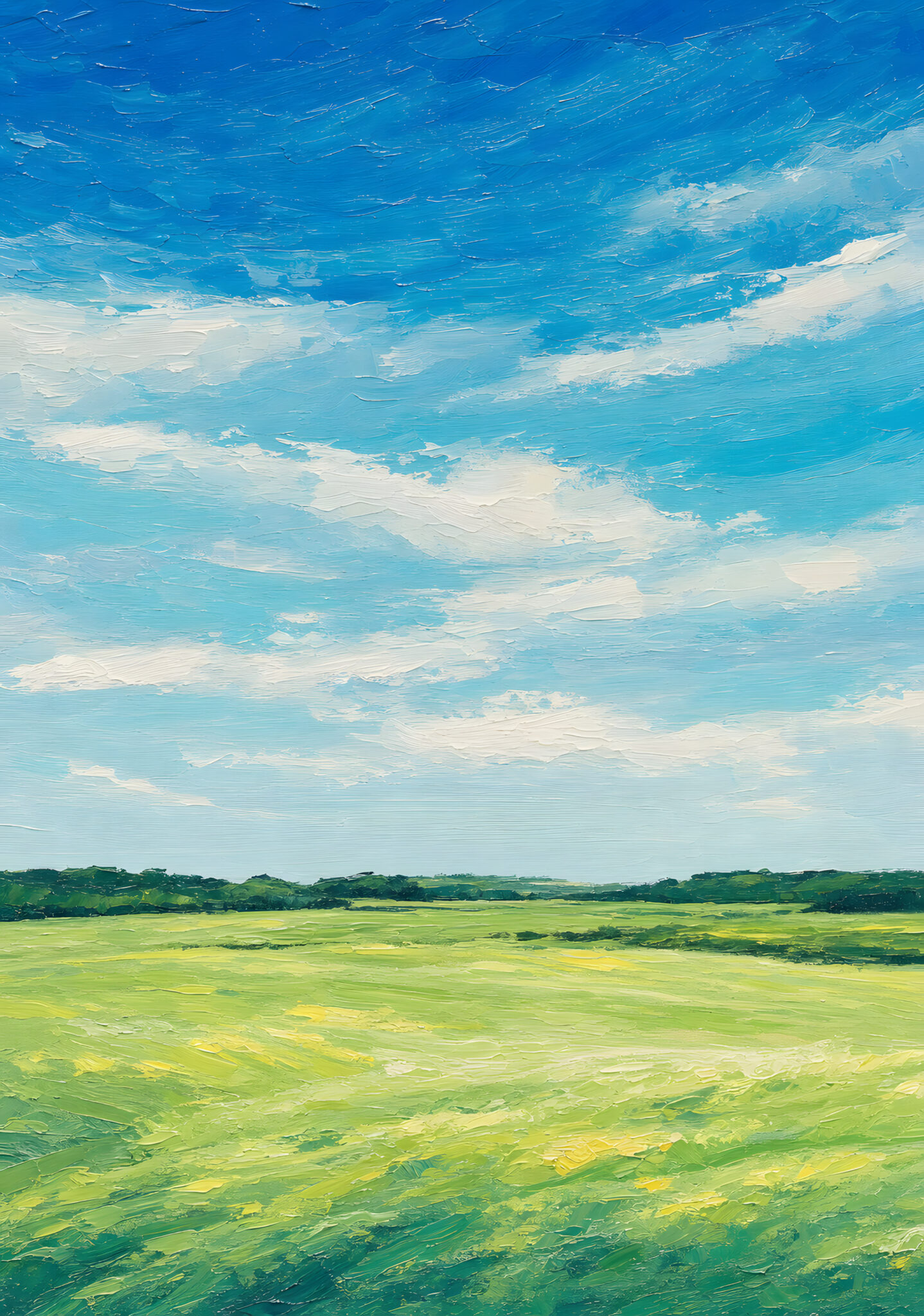 抽象 インテリアアート｜青空と草原がひらく風景アート