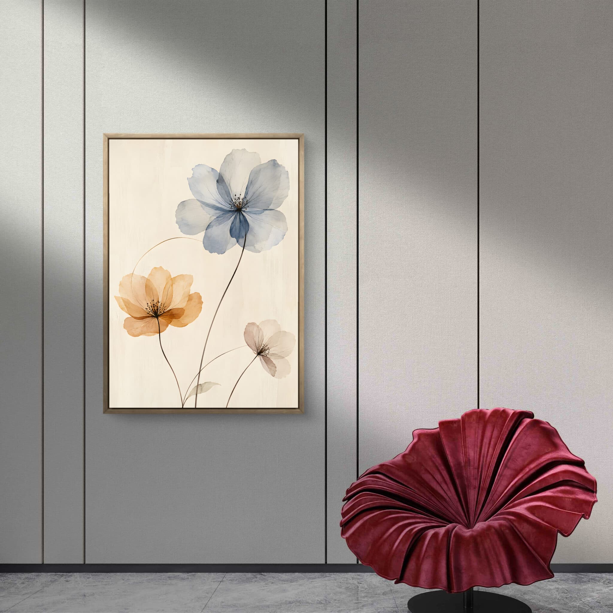 淡青の花のボタニカルアート｜全サイズ送料無料 | MomokoArt