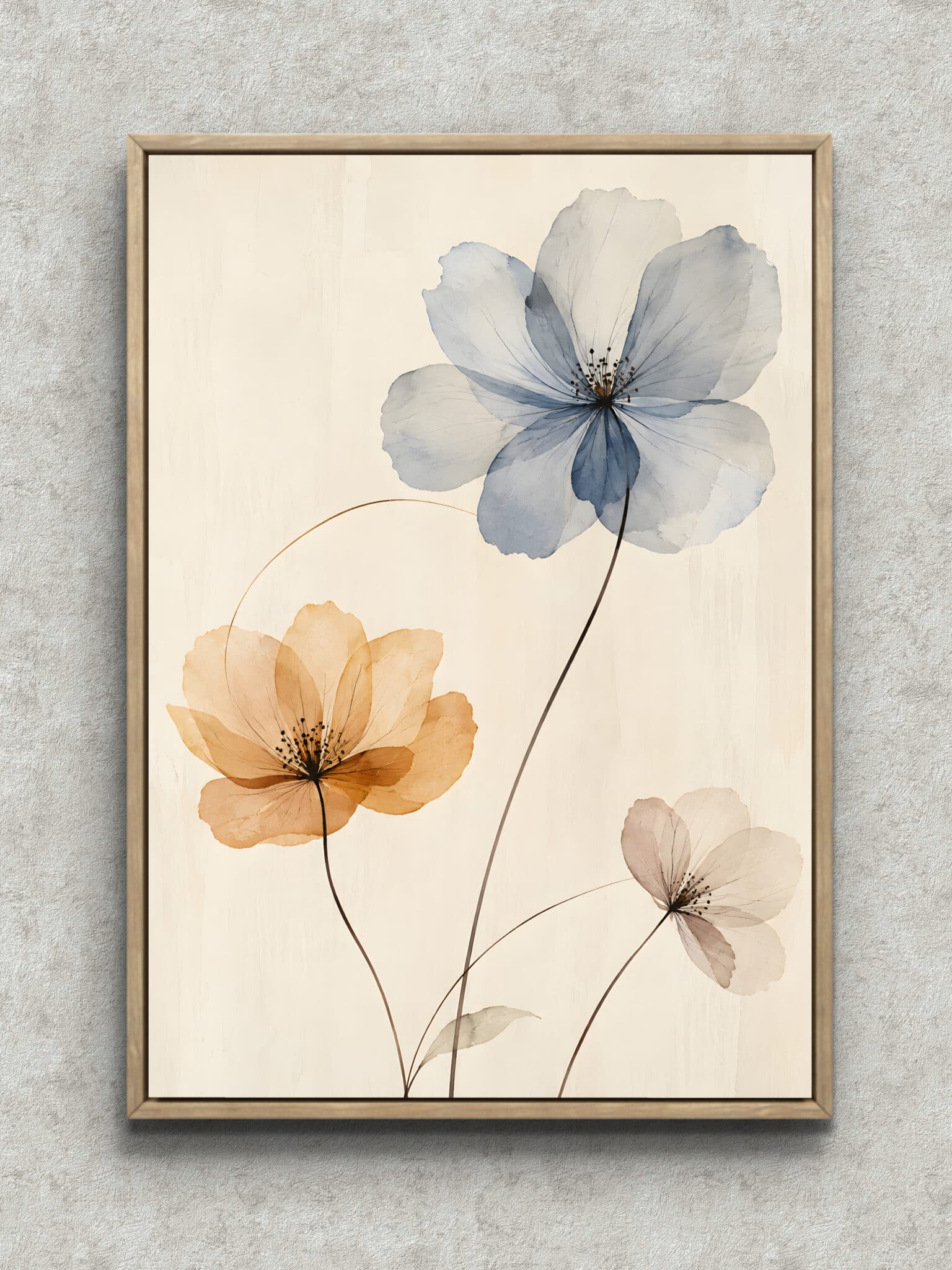 淡青の花のボタニカルアート｜全サイズ送料無料 | MomokoArt