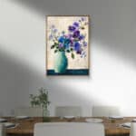 リビングに飾った青紫の花と青い花瓶の静物アートの設置イメージのアートパネル 設置イメージ 7